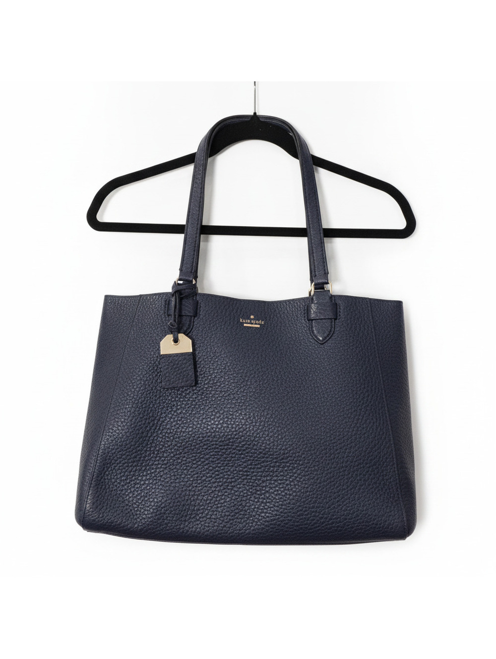 Kate Spade New York Navy Blue Pebbled Leather Tote Bag